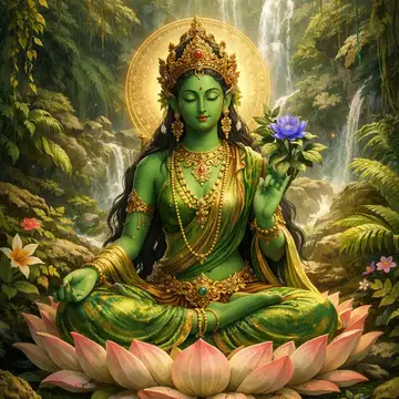 Kunstwerk: Green Tara (Tibetische) - Götterserie Galerie